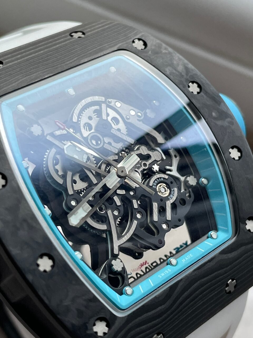 RM055 Real NTPT KVF 1:1 Best Edition Skeleton Dial on White Rubber Strap SEIKO Movement - Image 3