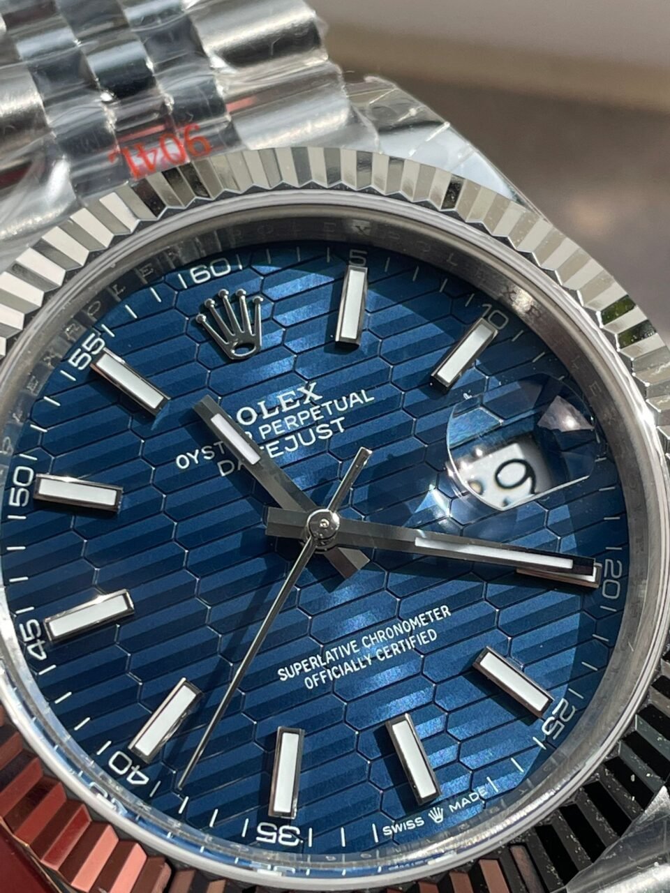 DateJust 41  SS VSF 1:1 Best Edition 904L Steel Blue Textured Dial on SS Jubilee bracelet - Image 8