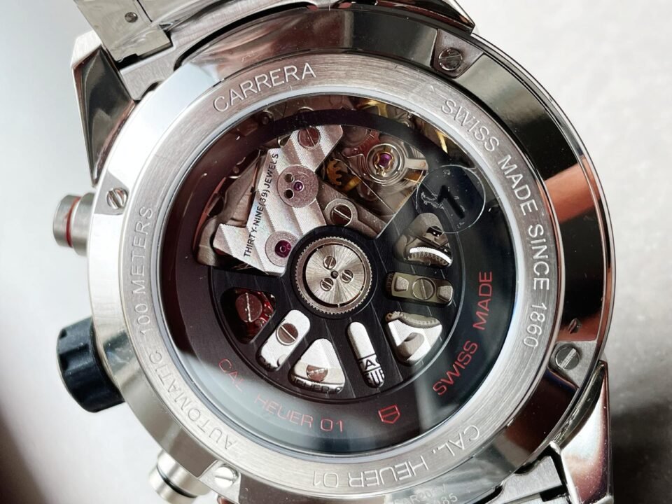 Calibre Heuer 01 Chrono 43mm Ceramic XF 1:1 Best Edition Skeleton Blue Dial on stainless steel strap A1887 - Image 8