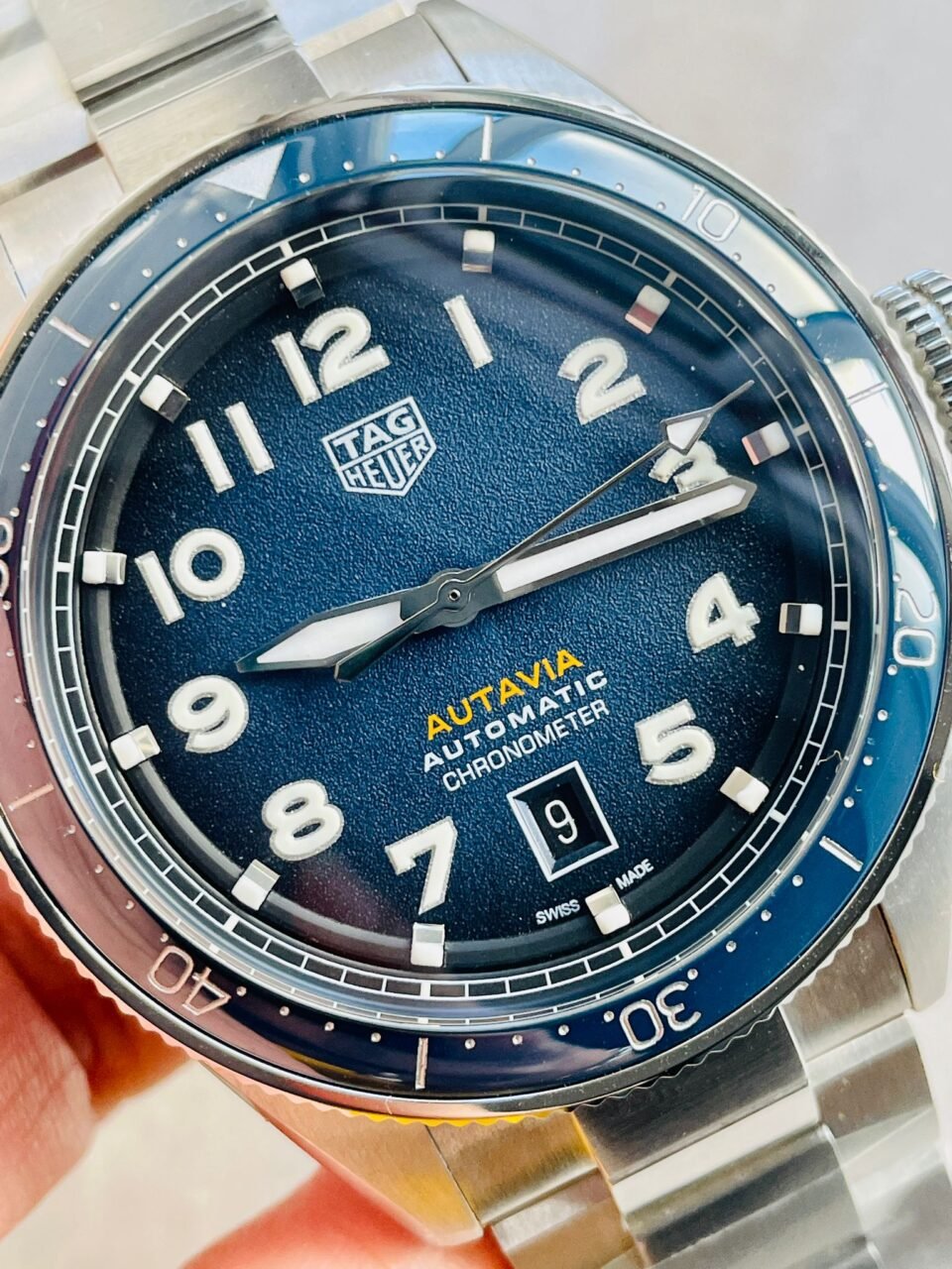 Autavia WBE5116 OGF 42mm SS KOR 1:1 Best Edition Blue Dial on SS Bracelet SW200 - Image 5