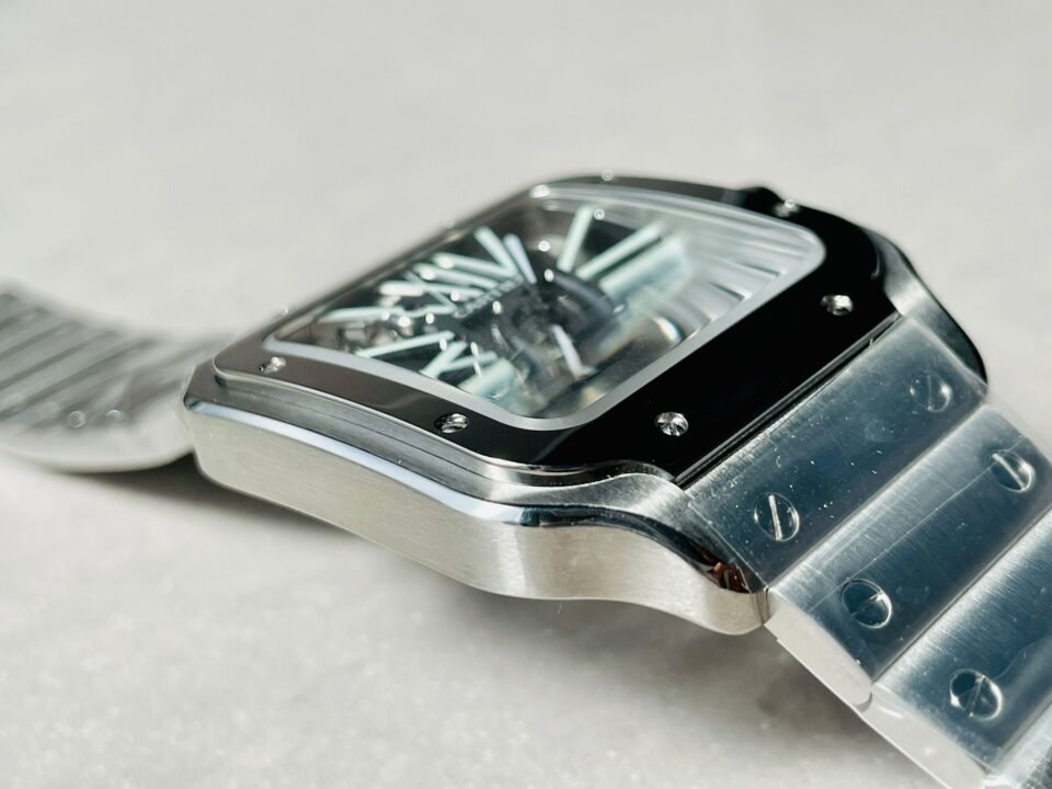 Santos skeleton SS TWF 40mm Best Edition Skeleton Dial on SS Bracelet Ronda Quartz - Image 4