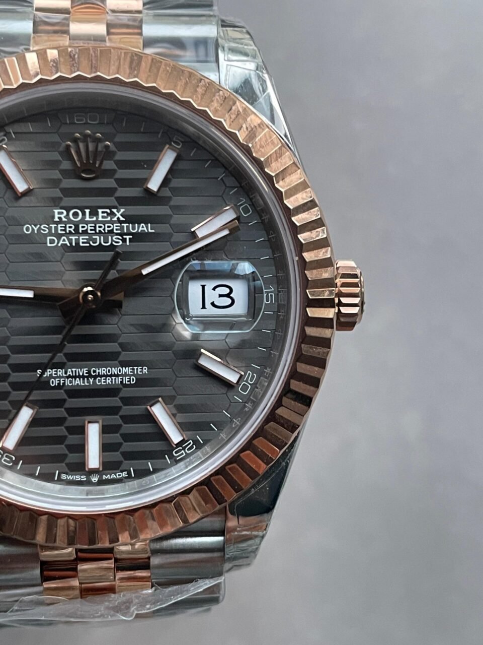 Datejust 41mm 126331 904L RG/SS Fltued Bezel Pattern Motif Grey Dial Stick on RG/SS Jubilee Bracelet VSF VS3235 - Image 6