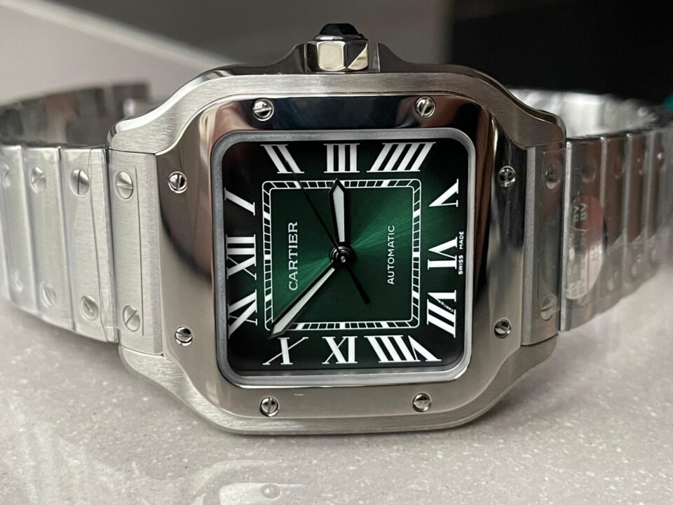 Santos de Cartier 35mm 2018 SS BVF 1:1 Best Edition Green Dial on SmartLinks Bracelet MIYOTA 9015 - Image 4