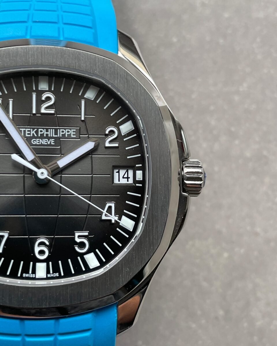 Aquanaut 5168G 42mm SS 3KF 1:1 Best Edition Black Dial on Light Blue Rubber Strap A324 V2 - Image 13