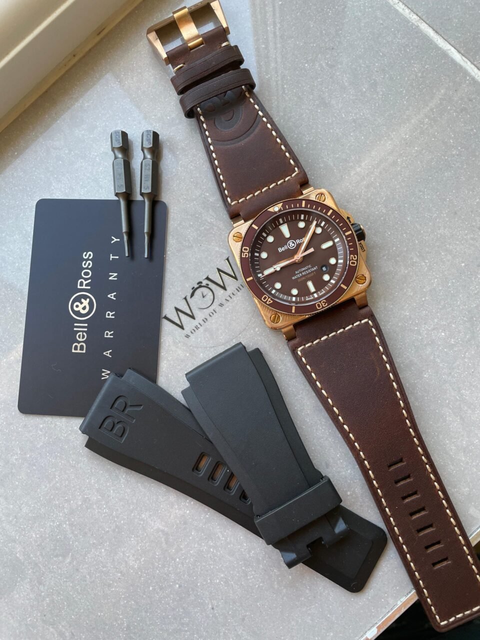 BR03-92 Diver 42mm Bronze BRF Brown Dial on Leather Strap A2824 - Image 3
