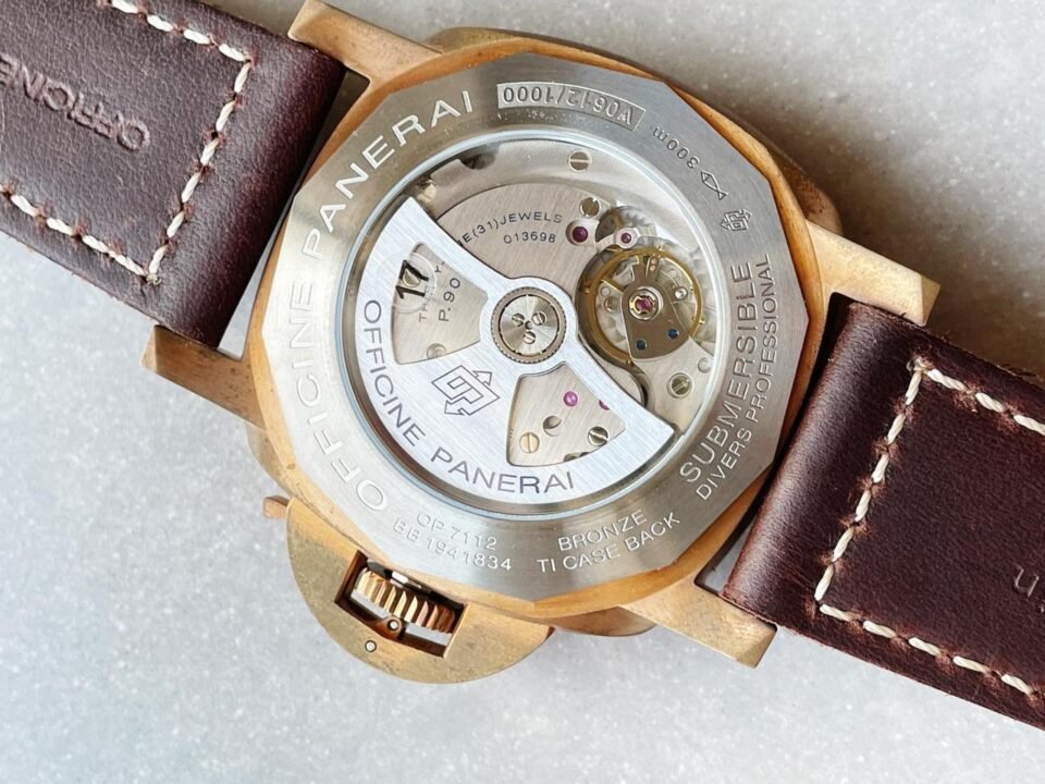 PAM968 V Bronzo VSF 1:1 Best Edition Brown Ceramic Bezel and Dial on Brown Calfskin Strap P.9010 Clone - Image 11