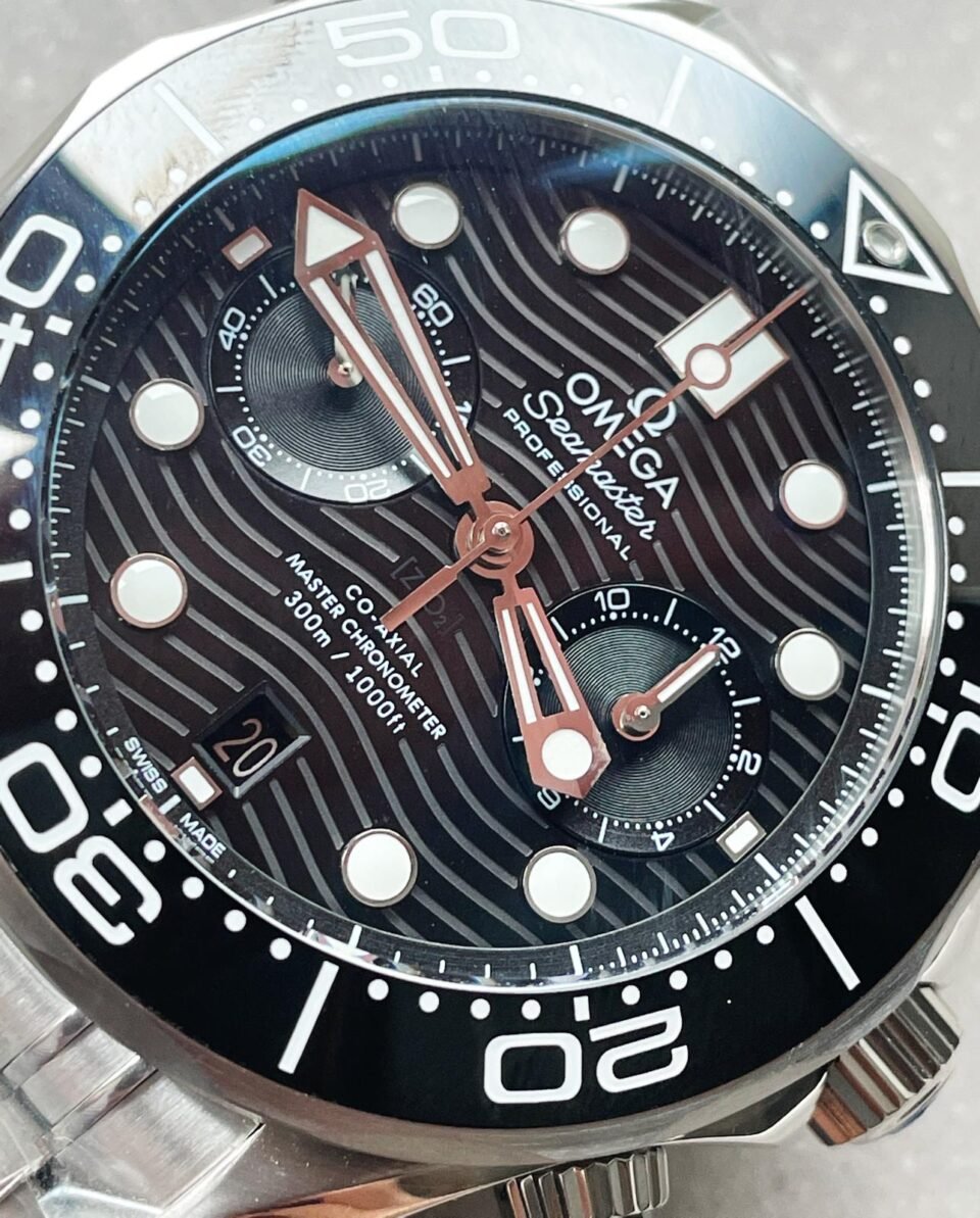Seamaster 300M Chrono SS OMF 1:1 Best Edition Black Dial on SS Bracelet A9900 - Image 6