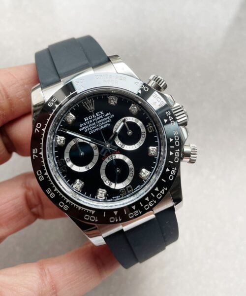Daytona SS116500LN BTF Best Black Dial Diamond Markers On Rubber Strap A4130
