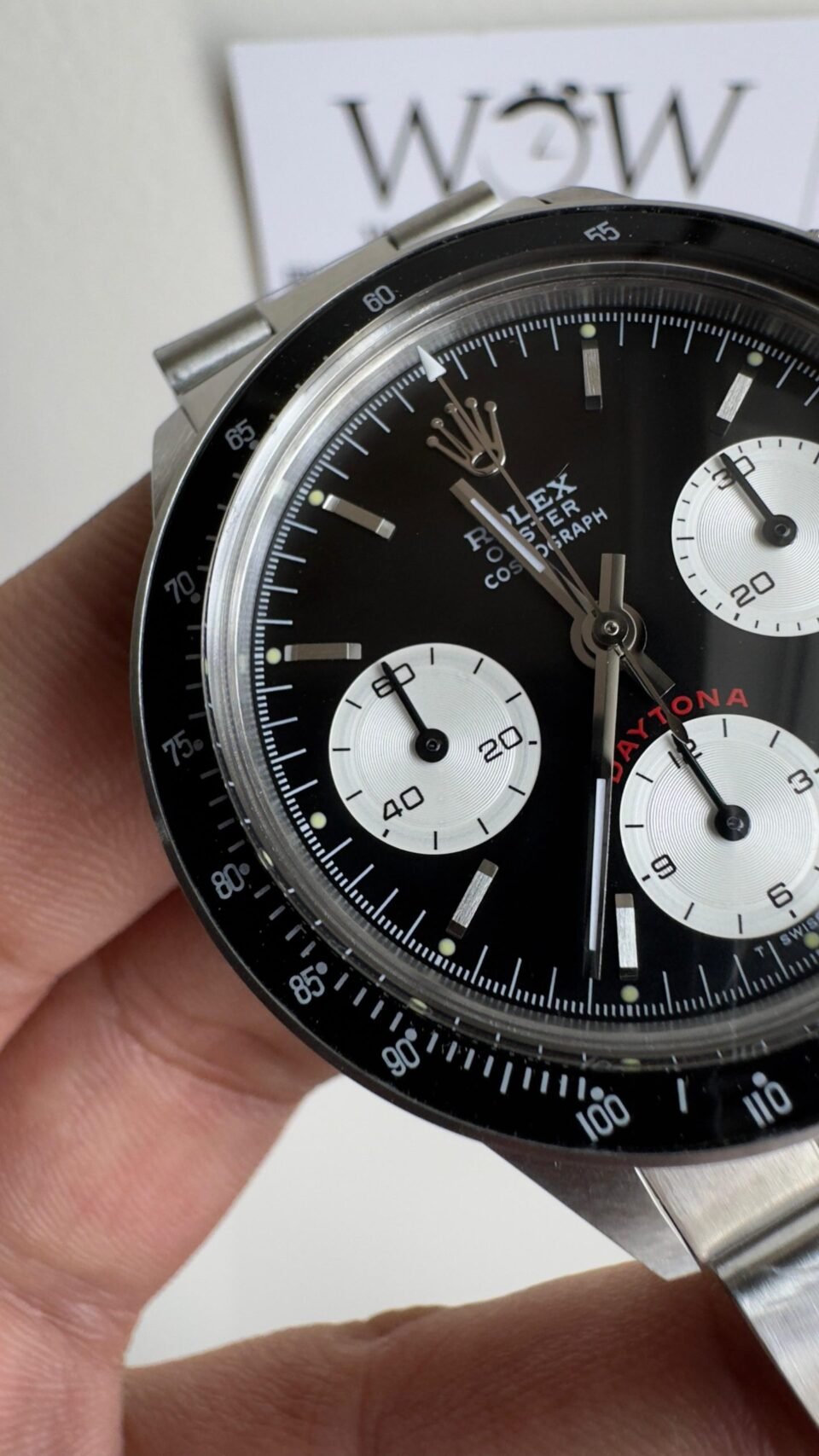 Daytona 6263 SS JKF Best Edition Black Dial White Subdials Black Tachymeter Bezel on SS Bracelet Venus 75 - Image 5