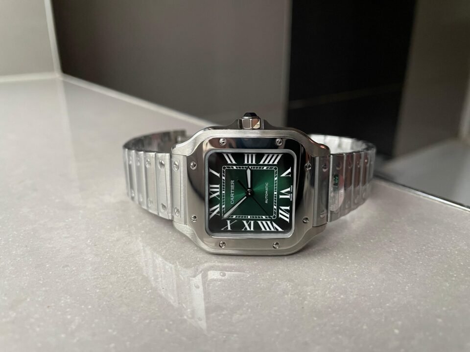 Santos de Cartier 35mm 2018 SS BVF 1:1 Best Edition Green Dial on SmartLinks Bracelet MIYOTA 9015 - Image 3