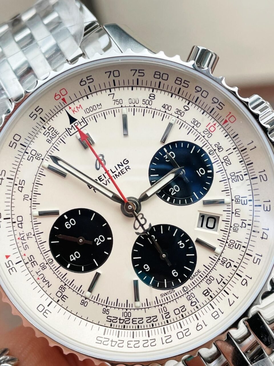 Navitimer 01 1:1 SS White Dial on Steel Strap A7750 GF Factory - Image 8