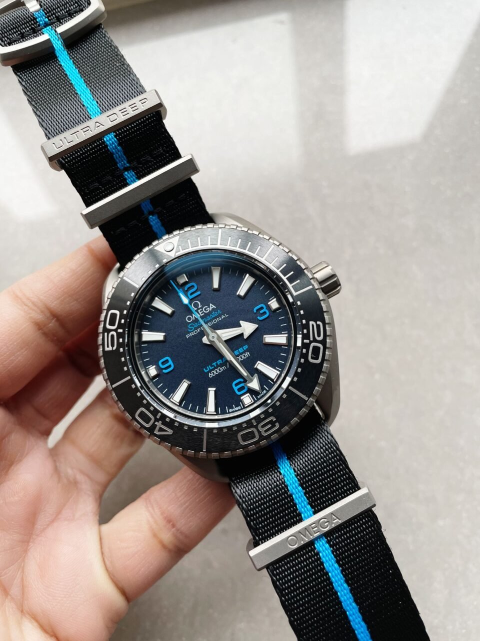 Seamaster 6000M Ultra Deep SS SBF 1:1 Best Edition Black Dial on Black Nylon Strap A8912 Super Clone