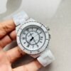 J12 38mm 1:1 Best Edition White Ceramic Dial White Strap on Holding Bracelet