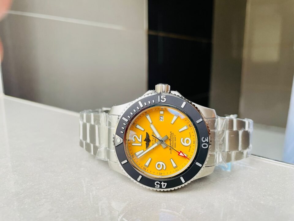 Superocean Automatic 44 TF 1:1 Best Edition Yellow Dial Black Bezel on SS Strap A2824 - Image 4