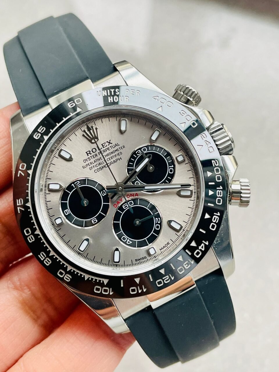 Daytona Grey Silver BTF 1:1 Best Edition 904L Steel Silver/Black Dial on Oysterflex Strap A4130 - Image 9
