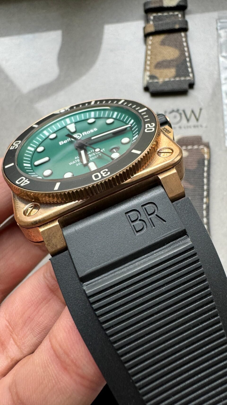 BR 03-92 Diver Ceramic Bezel Bronze B12 1:1 Best Edition Green Dial on Black Rubber Strap MIYOTA 9015 - Image 6
