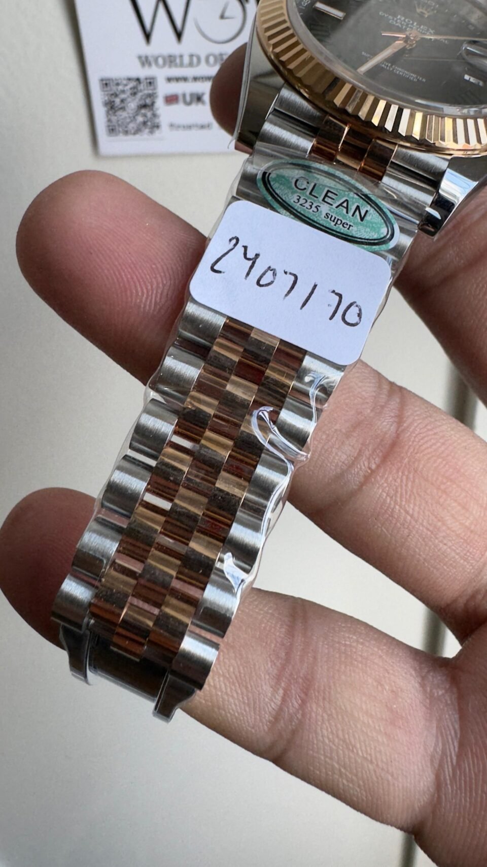 Datejust 41mm 126334 "Wimbledon" 904L RG Fluted Bezel Slate Dial on SS and RG Jubilee Bracelet Clean VR3235 - Image 8