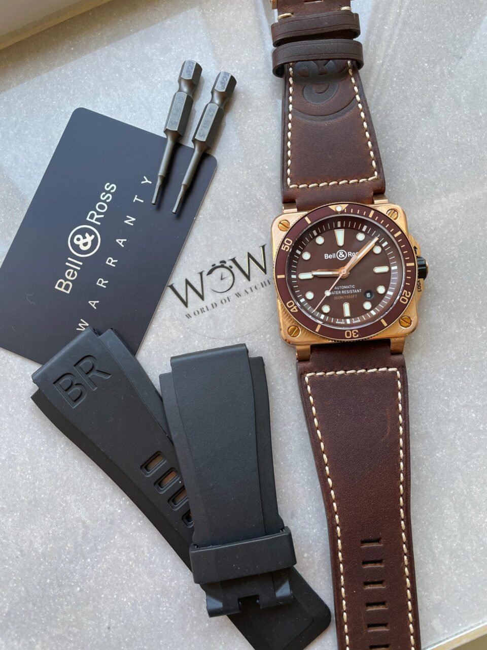 BR03-92 Diver 42mm Bronze BRF Brown Dial on Leather Strap A2824 - Image 5