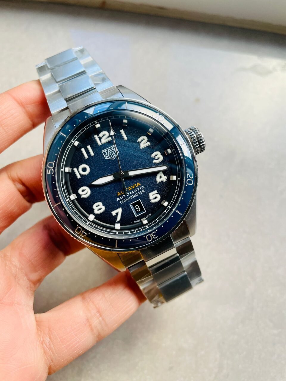 Autavia WBE5116 OGF 42mm SS KOR 1:1 Best Edition Blue Dial on SS Bracelet SW200