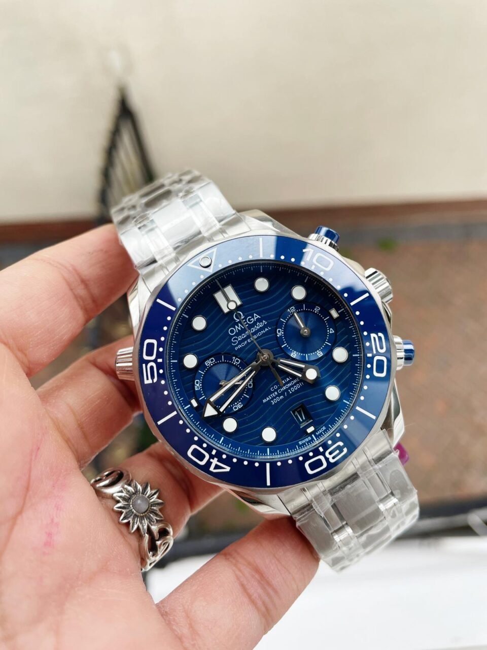 Seamaster 300M Chrono SS OMF 1:1 Best Edition Blue Dial on SS Bracelet A9900