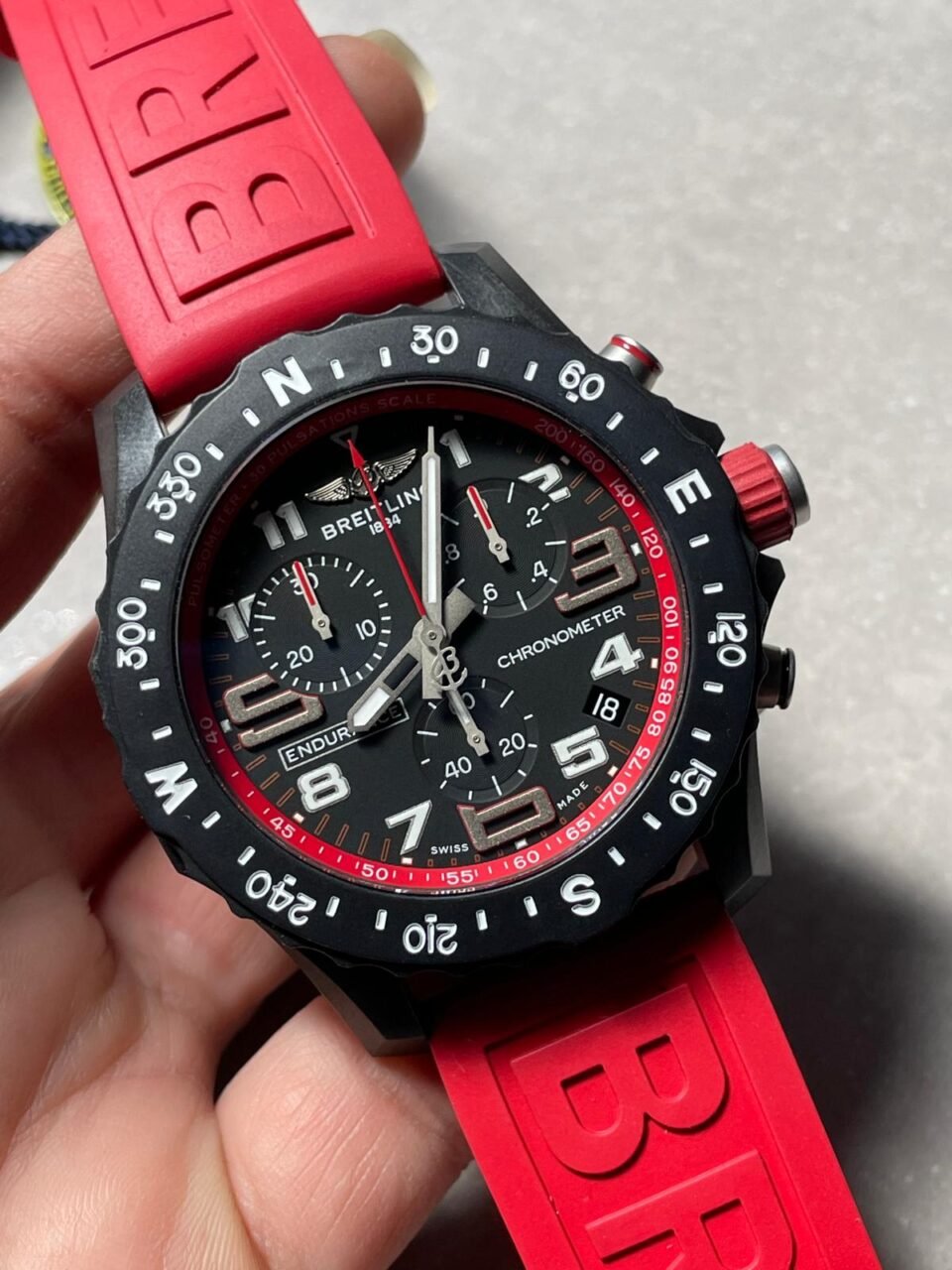 Endurance pro OGF 44mm Black dial Red Rubber Strap quartz movement
