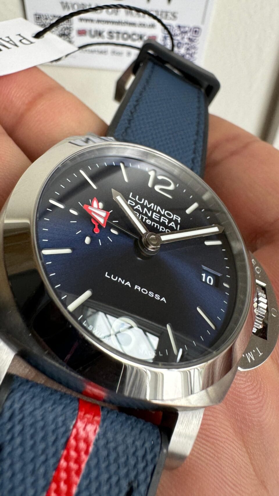 PAM1404 Z GMT SS VSF 1:1 Best Edition Blue Dial on Blue Rubber Strap Asian P900 - Image 9