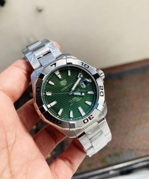 Aquaracer Calibre 5 SS 41mm OGF 1:1 Best Edition steel Bezel Green Dial on SS Bracelet SW200