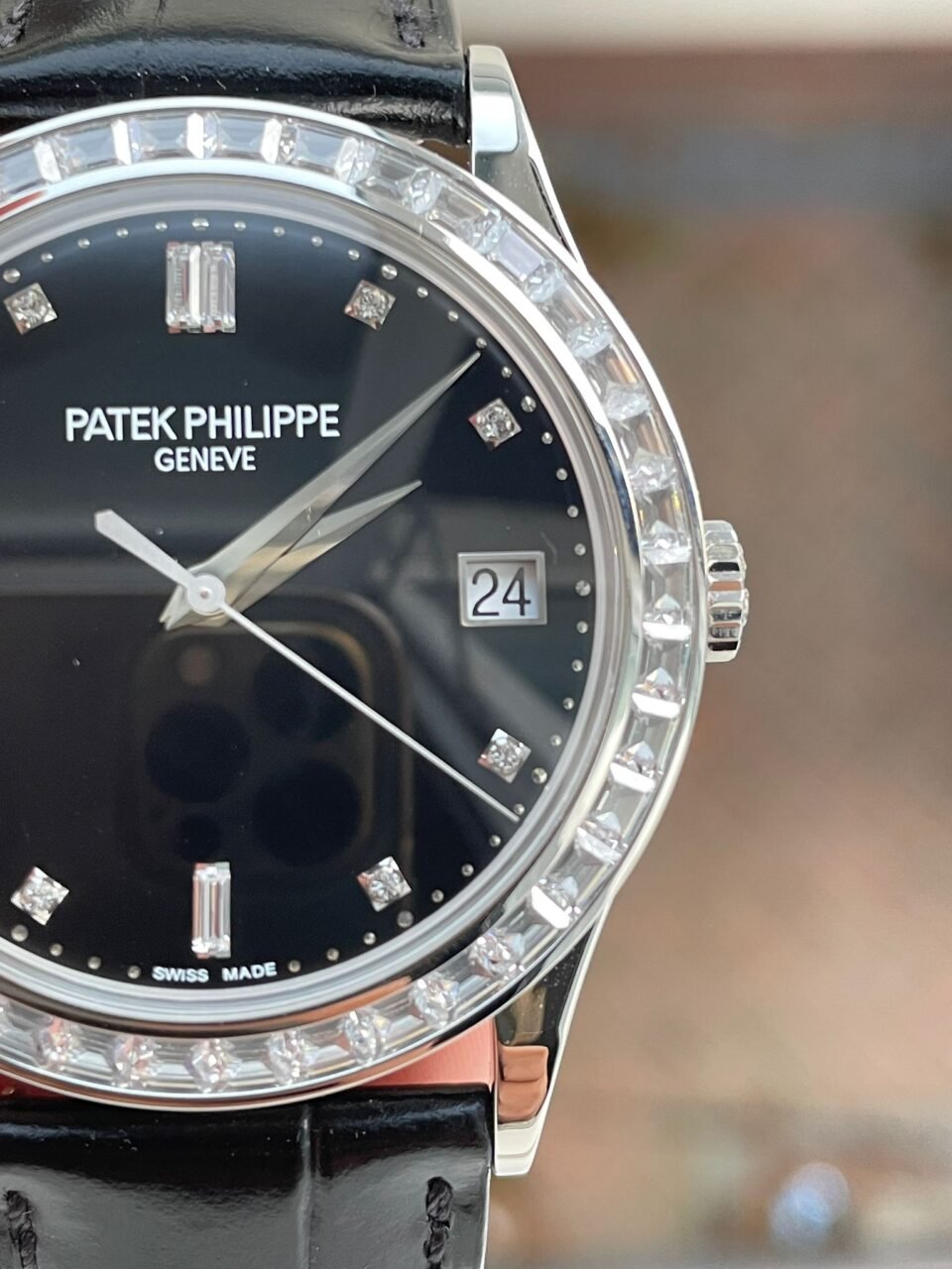 Calatrava ZF 5298p Date Sweep Seconds in Diamond Bezel Black Dial ZF factory - Image 8