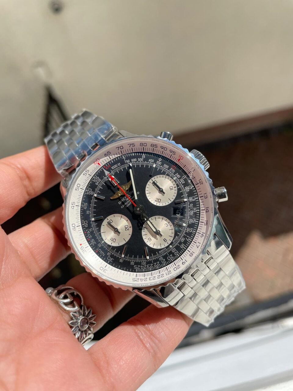 Navitimer SS GF 1:1 Best Edition SS Black Dial on SS Bracelet A7750