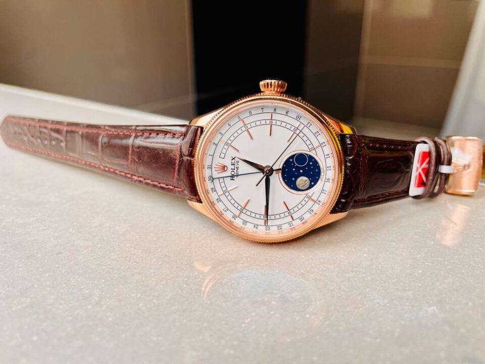 Cellini Moonphase 50535 RG White Dial on Leather Strap KZF Asia 3195 Mod - Image 9