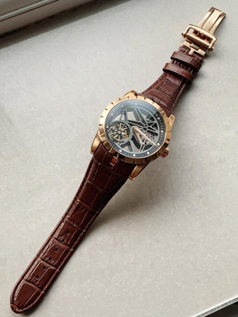 Excalibur Rddbex0392 RG BBR Best Edition Skeleton Dial on Brown Leather Strap A2136 Tourbillon - Image 6