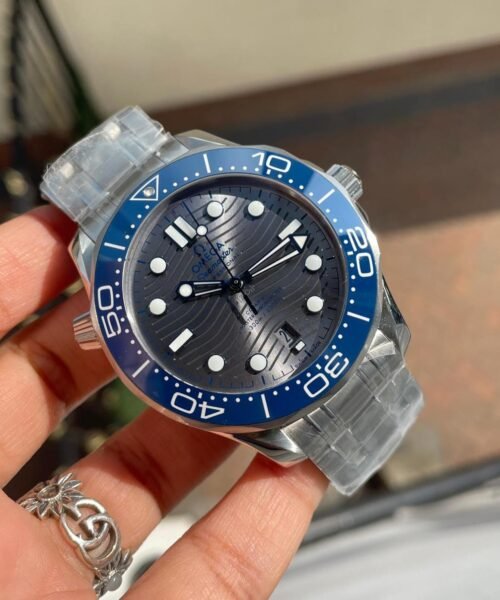 2018 Seamaster Diver 300M VSF 1:1 Best Edition Blue Ceramic Grey Dial on Silver Steel Strap A8800 V2 (Black Balance Wheel)
