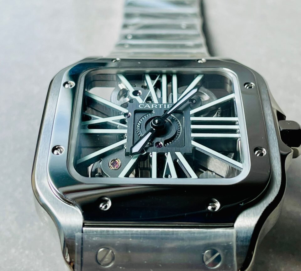 Santos skeleton SS TWF 40mm Best Edition Skeleton Dial on SS Bracelet Ronda Quartz - Image 8
