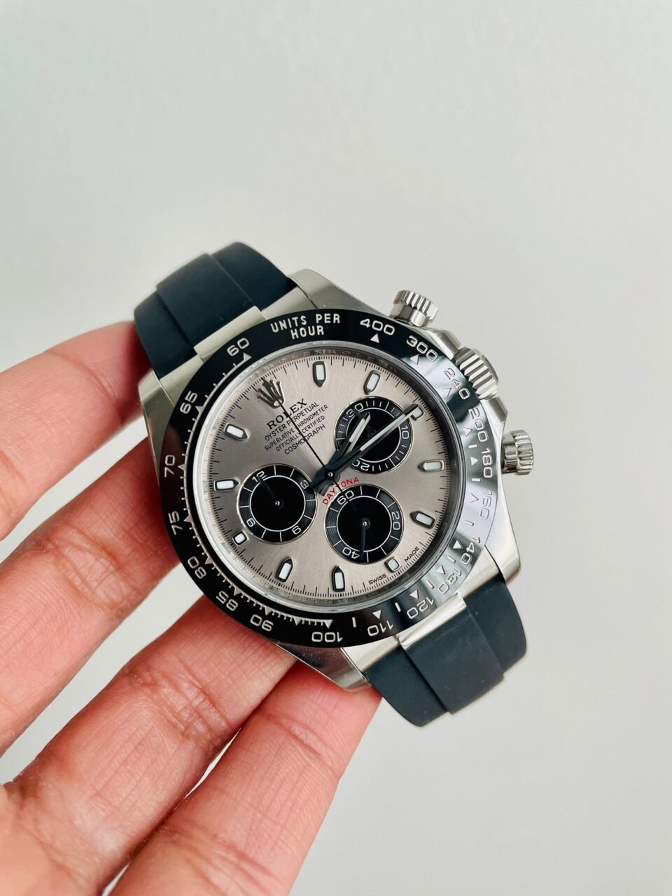 Daytona Grey Silver BTF 1:1 Best Edition 904L Steel Silver/Black Dial on Oysterflex Strap A4130