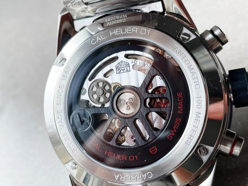 Calibre Heuer 01 Chrono 43mm Ceramic XF 1:1 Best Edition Skeleton Blue Dial on stainless steel strap A1887 - Image 9
