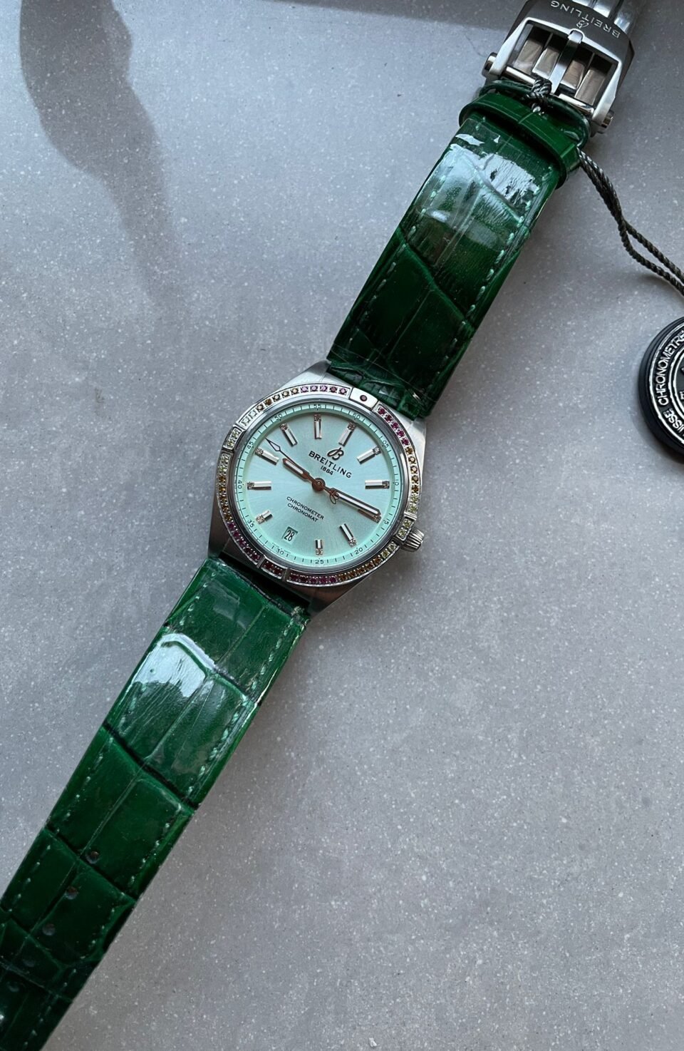 Chronomat 36mm u77310591u1 Green Leather strap Light Green dial GF Factory - Image 2