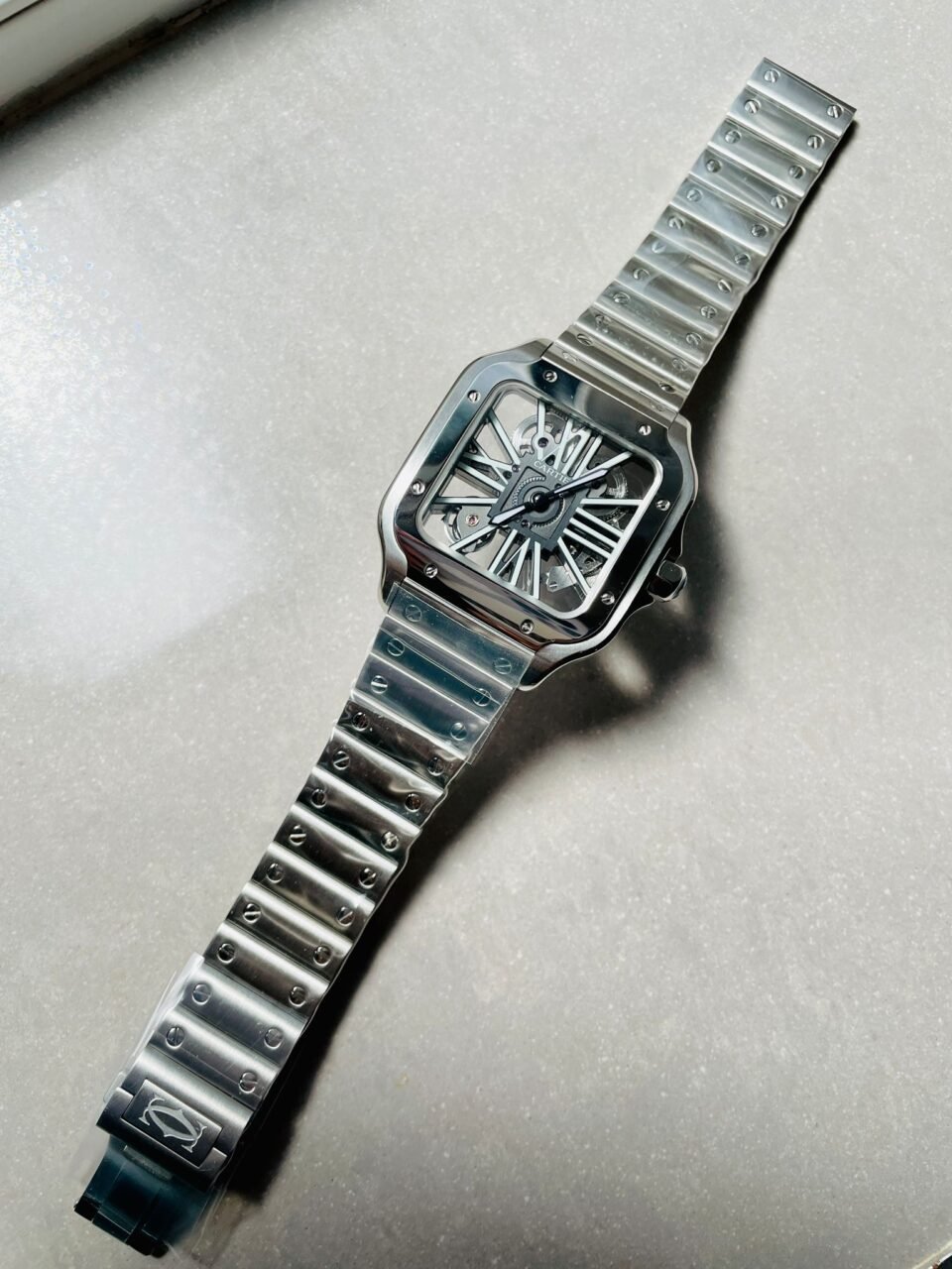 Santos skeleton SS TWF 40mm Best Edition Skeleton Dial on SS Bracelet Ronda Quartz - Image 5