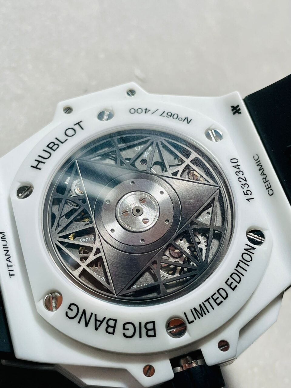 Big Bang Sang Bleu II White Ceramic BBF Best Edition on White Rubber Strap A1240 - Image 10