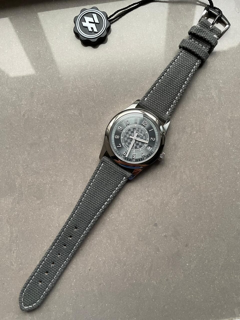 Calatrava 6007A-001 SS ZF 1:1 Best Edition Grey Dial on Grey Leather Strap A324CS - Image 3