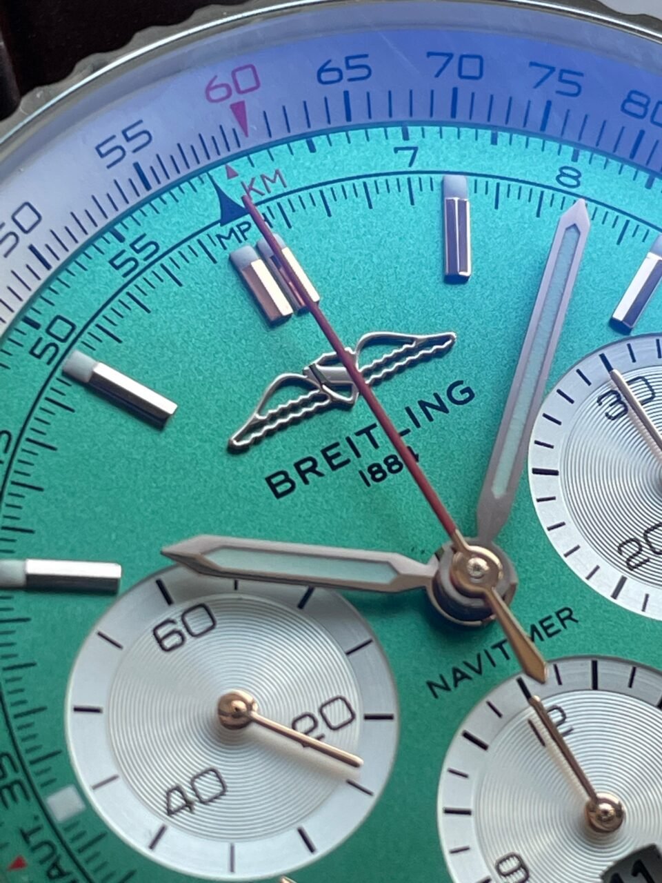 Navitimer 01 1:1 SS Green Dial on Brown leather Strap A7750 BLS Factory - Image 7