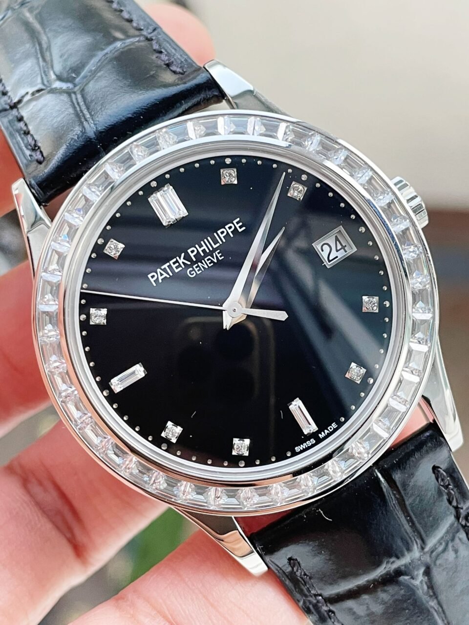Calatrava ZF 5298p Date Sweep Seconds in Diamond Bezel Black Dial ZF factory - Image 10