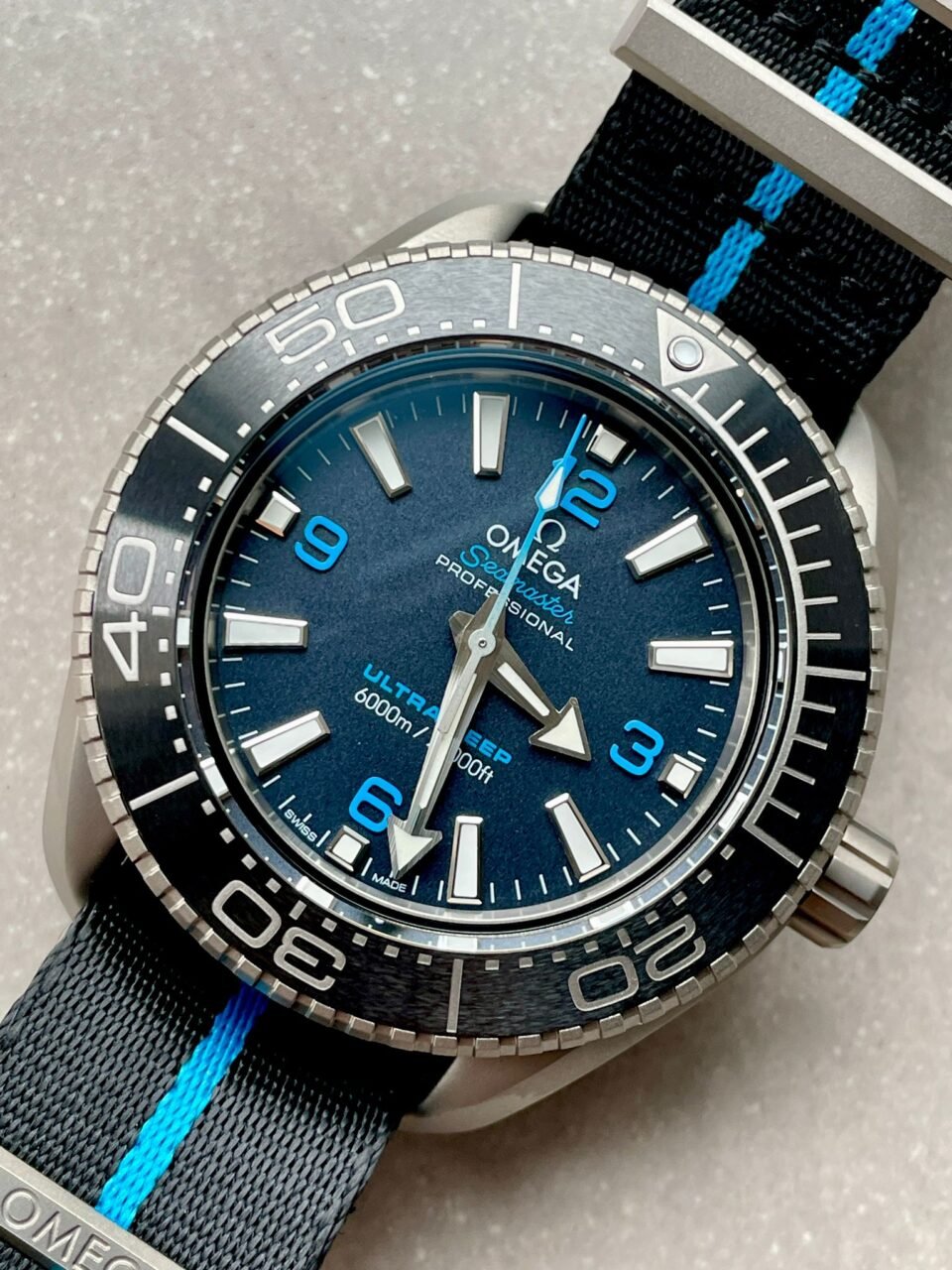 Seamaster 6000M Ultra Deep SS SBF 1:1 Best Edition Black Dial on Black Nylon Strap A8912 Super Clone - Image 3