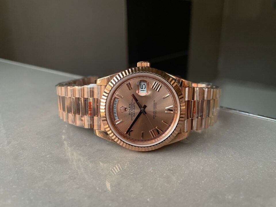 Day-Date 40mm 228235 904L RG Fluted Bezel Rose Gold Dial on RG President Bracelet with Tungsten steel for extra weight GMF - Image 6