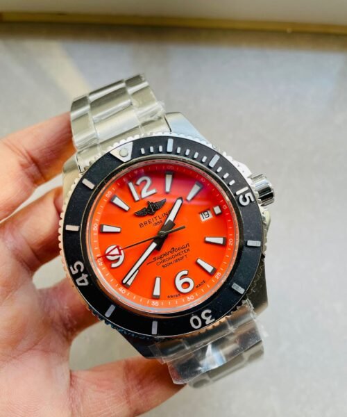 Superocean Automatic 44 BLSF 1:1 Best Edition orange Dial Black Bezel on SS Strap A2824