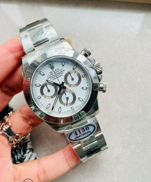 Daytona 116500 DAYTONA 1:1 Best Edition CF 904L SS Case and Bracelet White Dial Silver bezel SA4130