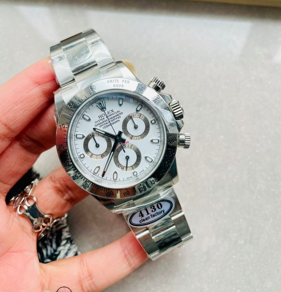 Daytona 116500 DAYTONA 1:1 Best Edition CF 904L SS Case and Bracelet White Dial Silver bezel SA4130