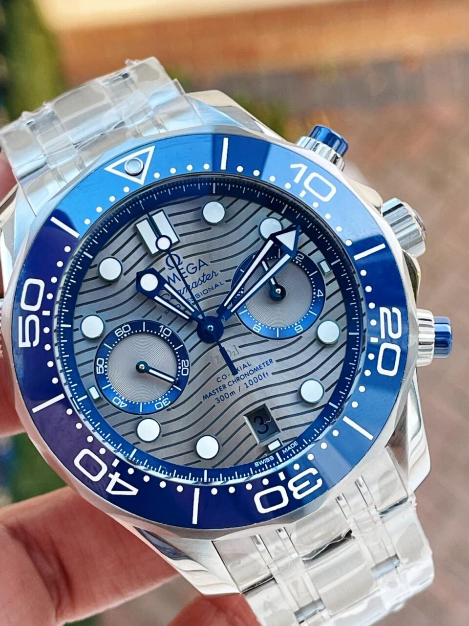Seamaster 300M Chrono SS OMF 1:1 Best Edition Grey Dial on SS Bracelet A9900 - Image 4