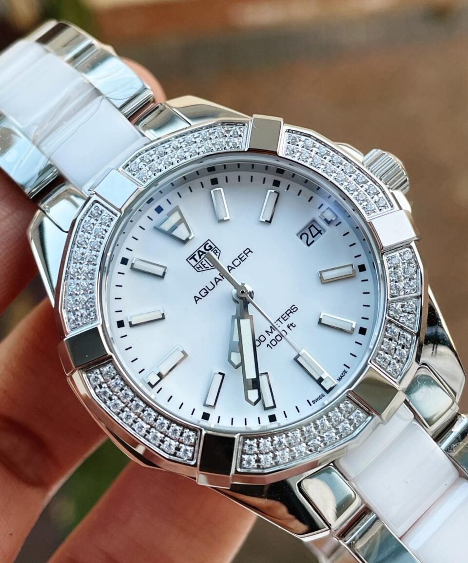 AQUA RACER LADIES SS WHITE FACE SWISS QUARTS 35mm - Image 5