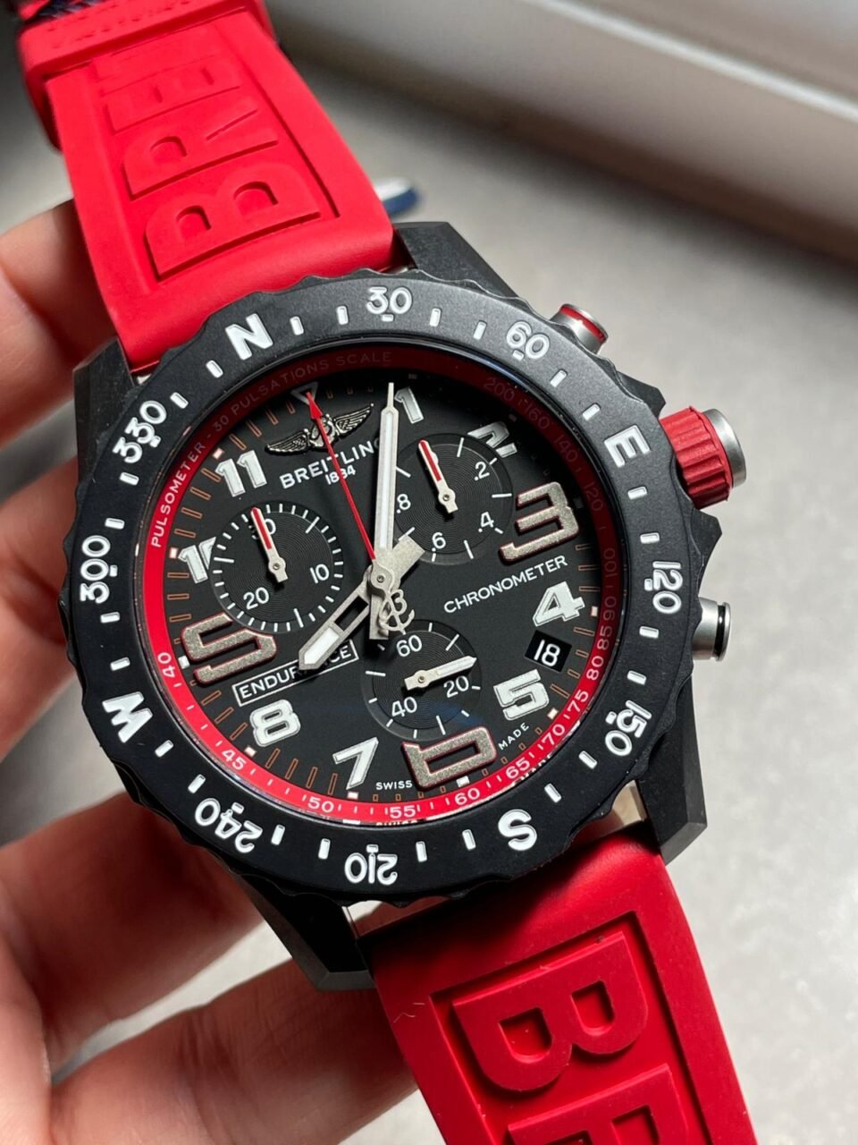 Endurance pro OGF 44mm Black dial Red Rubber Strap quartz movement - Image 8