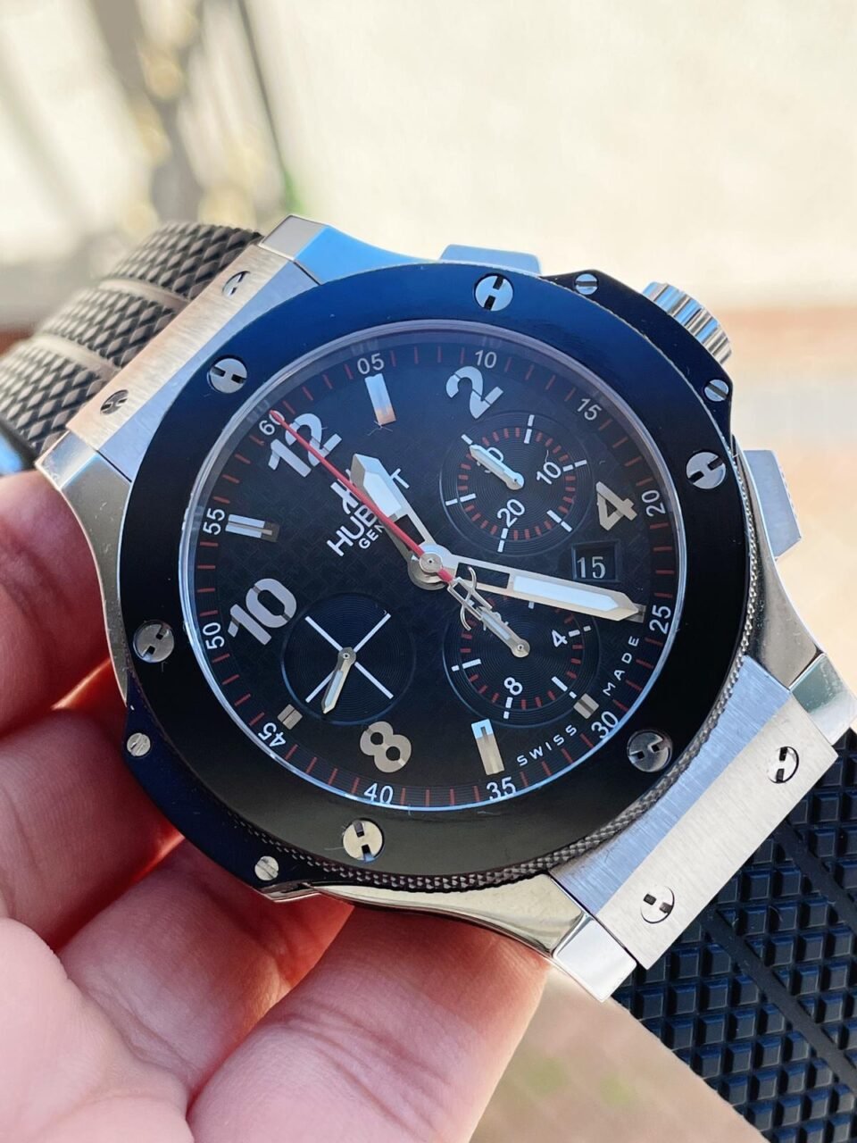Big Bang 44mm Steel Ceramic Black CF Dial on Black Gummy Strap - Image 4